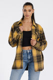 Women Boyfriend Oversized Fit Chest Pockets Flannel Shacket Zarnesh