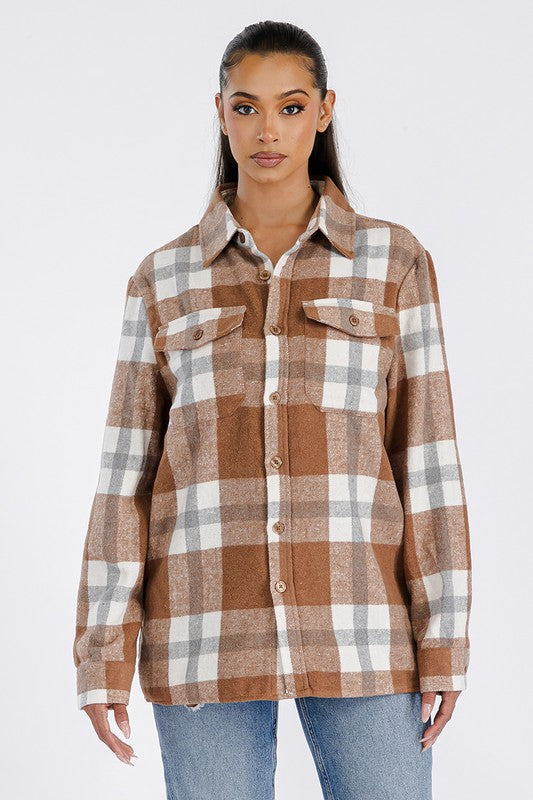 Women Boyfriend Oversized Soft Flannel Shacket | Zarnesh