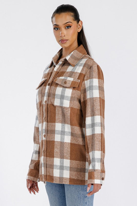 Women Boyfriend Oversized Soft Flannel Shacket | Zarnesh