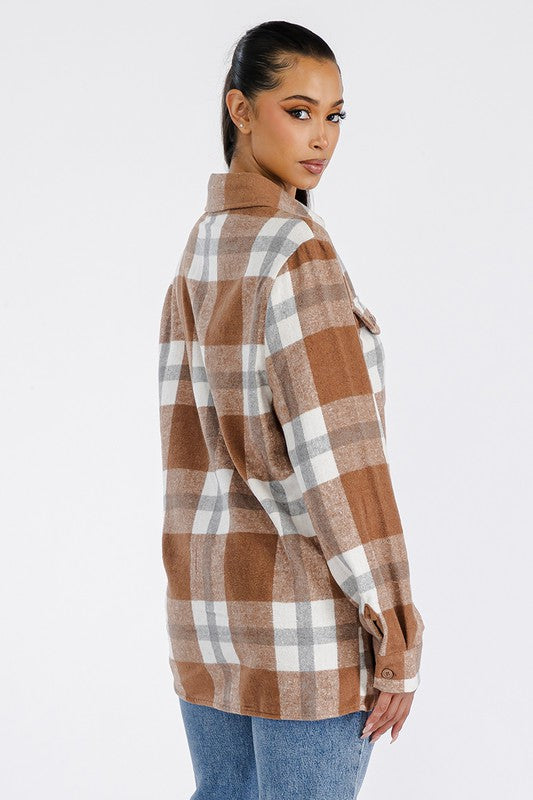 Women Boyfriend Oversized Soft Flannel Shacket | Zarnesh