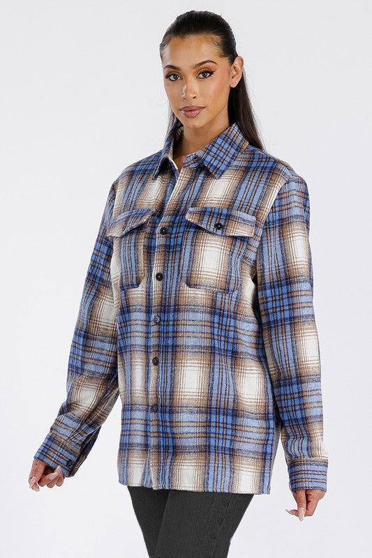 Women Boyfriend Brushed Flannel Shacket | Zarnesh