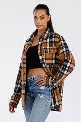 Women Boyfriend Oversized Soft Flannel Shacket | Zarnesh