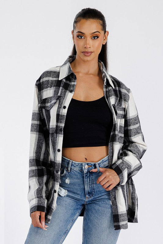 Women Boyfriend Brushed Flannel Shacket | Zarnesh