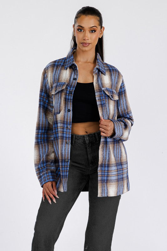 Women Boyfriend Oversized Soft Flannel Shacket | Zarnesh