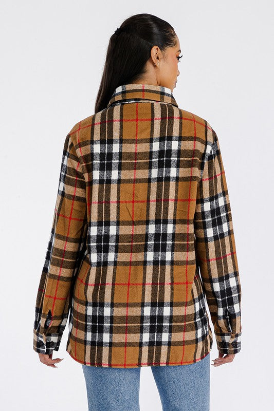 Women Boyfriend Brushed Flannel Shacket | Zarnesh