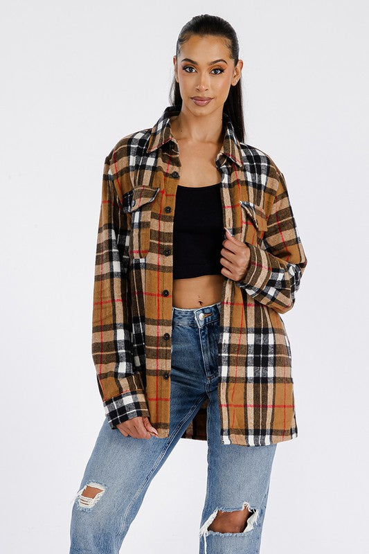 Women Boyfriend Brushed Flannel Shacket | Zarnesh