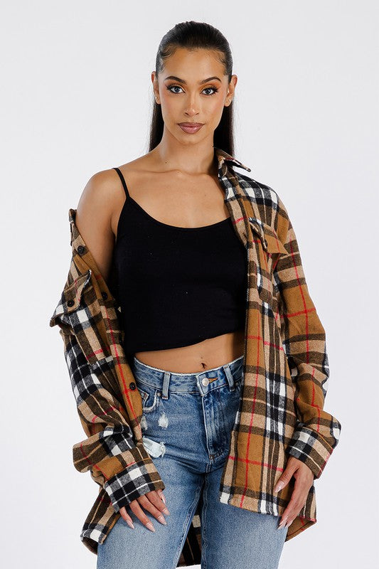 Women Boyfriend Brushed Flannel Shacket | Zarnesh