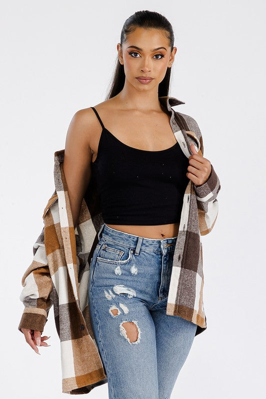 Women Boyfriend Oversized Soft Flannel Shacket | Zarnesh