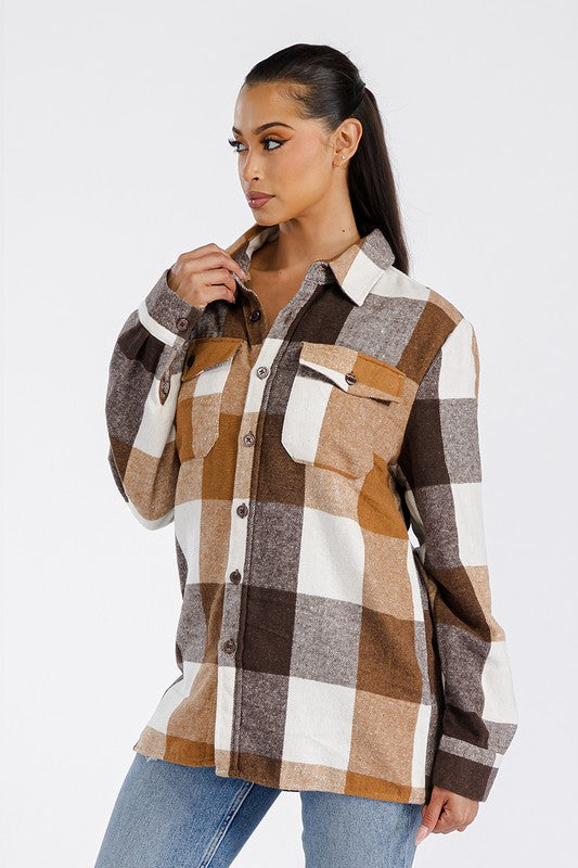 Women Boyfriend Oversized Soft Flannel Shacket | Zarnesh