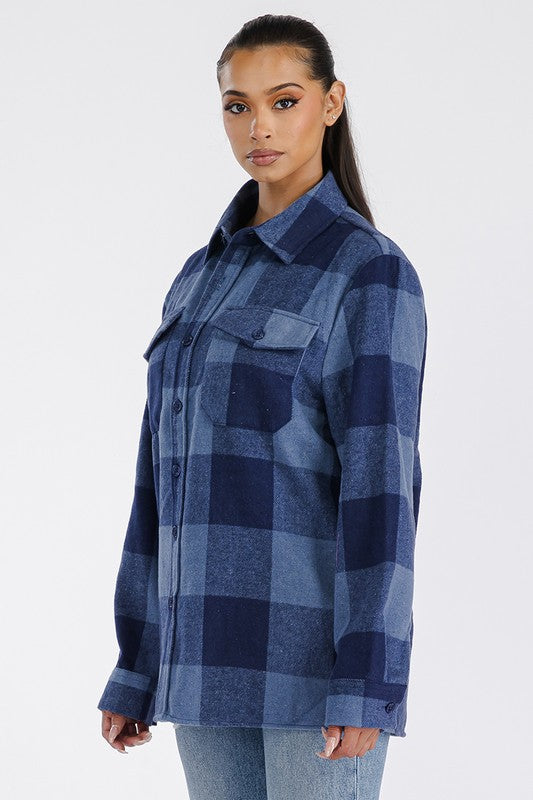 Women Boyfriend Oversized Soft Flannel Shacket | Zarnesh