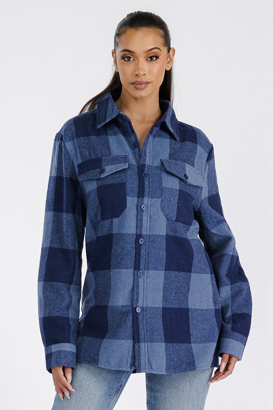 Women Boyfriend Oversized Soft Flannel Shacket | Zarnesh