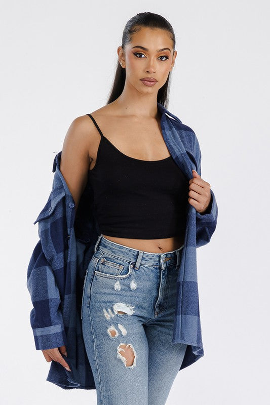 Women Boyfriend Oversized Soft Flannel Shacket | Zarnesh