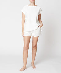 Women Bamboo Linen Dolman Style Top Elastic Waist Short Set Zarnesh