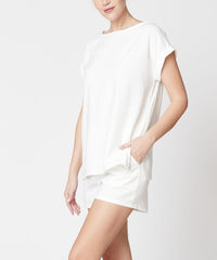 Women Bamboo Linen Dolman Style Top Elastic Waist Short Set Zarnesh