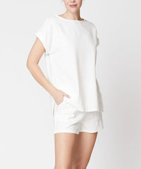 Women Bamboo Linen Dolman Style Top Elastic Waist Short Set Zarnesh
