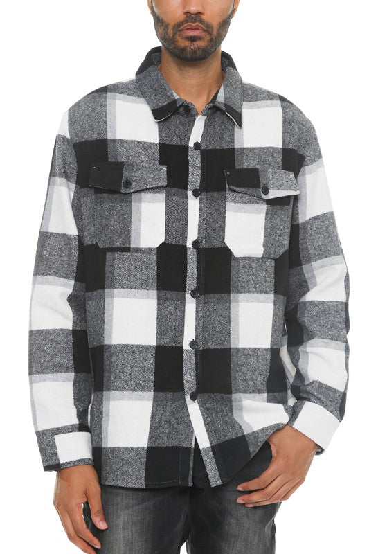 Men Plus Checkered Soft Flannel Shacket | Zarnesh