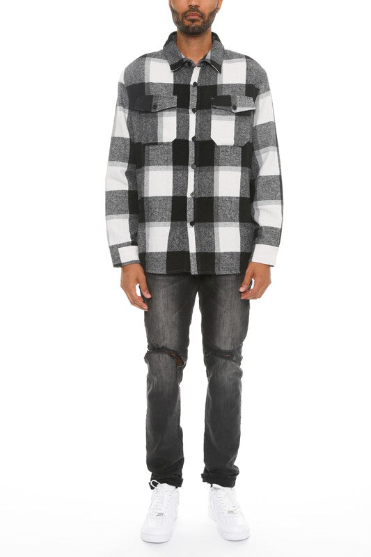 Men Plus Checkered Soft Flannel Shacket | Zarnesh