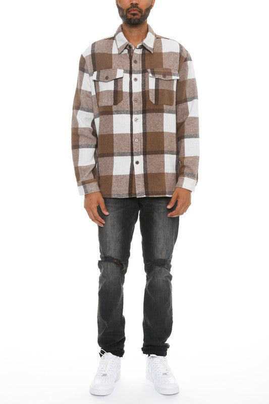 Men Checkered Soft Flannel Shacket | Zarnesh