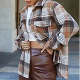 Women's Brown Multi Color Plaid Jacket | Zarnesh