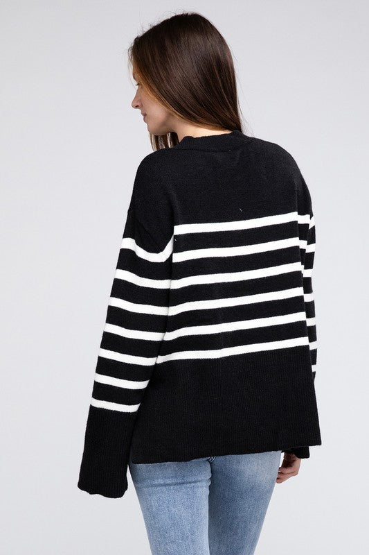 Women’s Ribbed Hem Stripe Sweater | Zarnesh