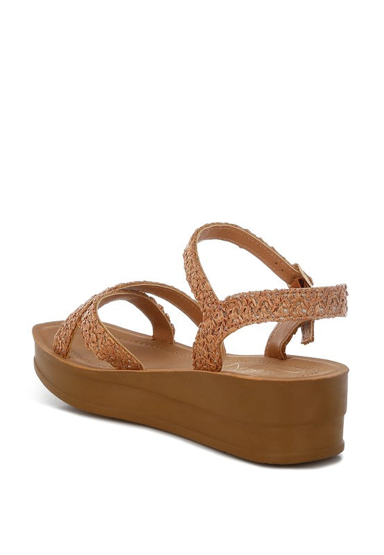 Women Sephone Woven Square Toe Soft Cushion Wedges Heel Zarnesh