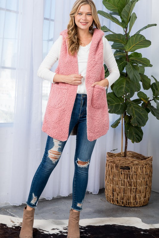 Women Plus Sherpa Long Vest | Zarnesh