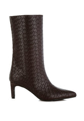 Women’s Mentha Woven Faux Leather Boots | Zarnesh