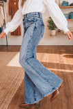 Double Button High Rise Waisted Flare Jeans | Zarnesh