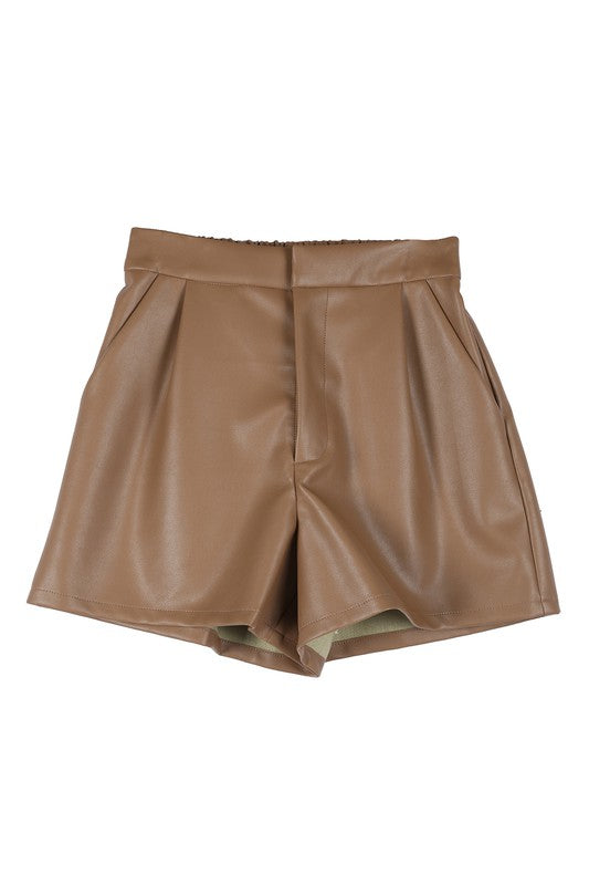 Women's Casual Summer Vegan Leather Hot High Waist Shorts | Zarnesh  