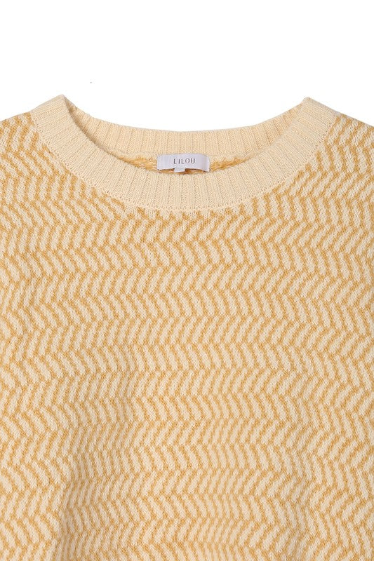 Women’s Herringbone Pattern Crew Neck Sweater | Zarnesh