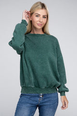 Women's Acid Wash Fleece Oversized Pullover | Zarnesh