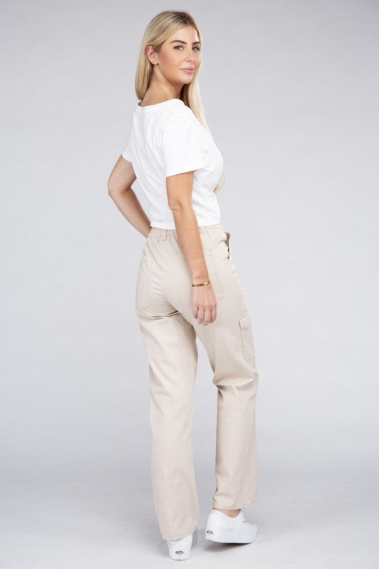 Women's Everyday Wear Elastic-Waist Cargo Pants | Zarnesh