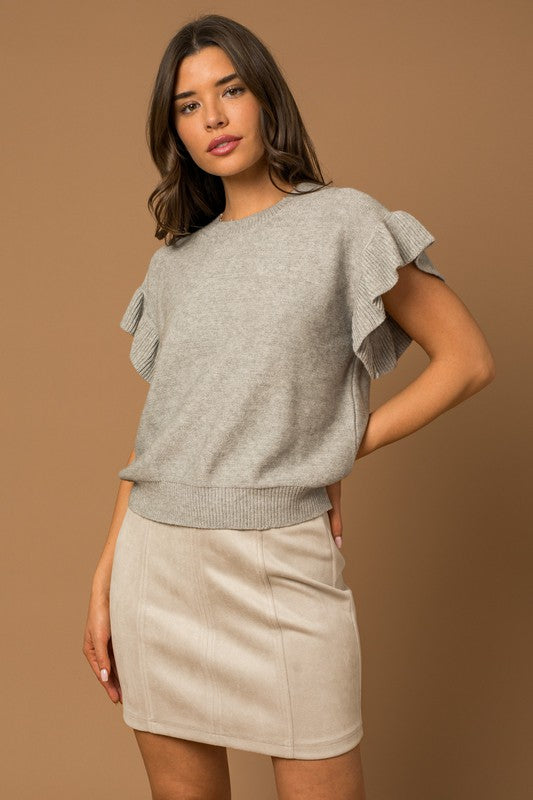 Women's Ruffle Sleeve Knit Top | Zarnesh