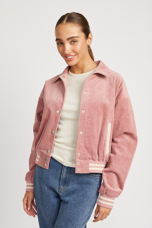 Women Bomber Jacket With Collar | Zarnesh