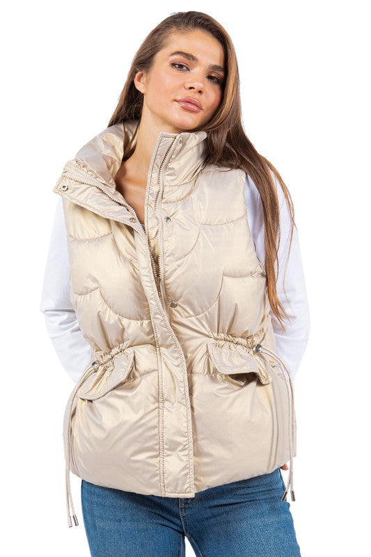 Women Sexy Oversized Sleeveless Zip-Up Puffer Jacket Vest | Zarnesh