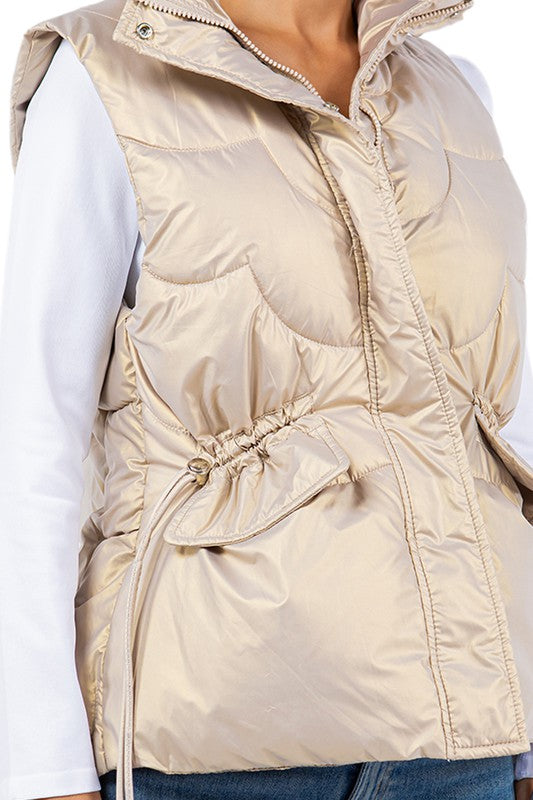 Women Sexy Oversized Sleeveless Zip-Up Puffer Jacket Vest | Zarnesh