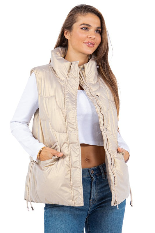 Women Sexy Oversized Sleeveless Zip-Up Puffer Jacket Vest | Zarnesh