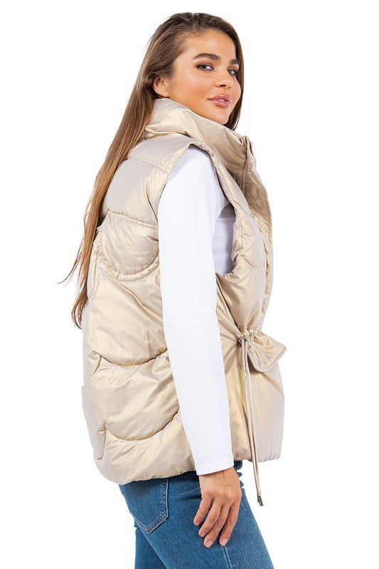 Women Sexy Oversized Sleeveless Zip-Up Puffer Jacket Vest | Zarnesh