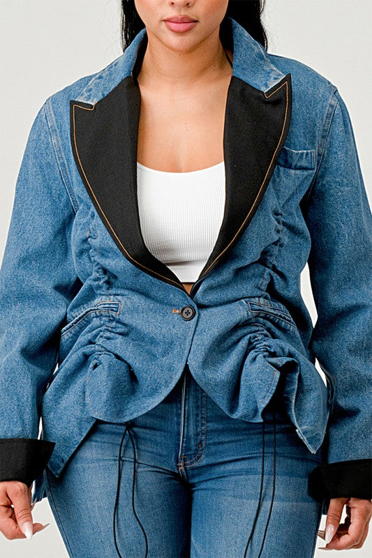 Women Athina Cute Denim Blazer | Zarnesh