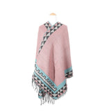 Women Vintage Open Front Cape Fringe Edges Tribal Poncho Zarnesh