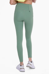 Women Green Adjustable Bungee Waist Hiking Leggings | Zarnesh