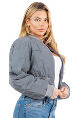 Women Sexy Reflective Polyester Front Zipper Puffer Jacket | Zarnesh