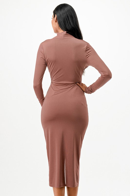 Women’s Criss Cross Long Sleeve Midi Dress | Zarnesh