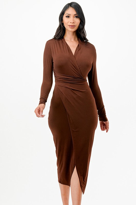 Women’s Criss Cross Long Sleeve Midi Dress | Zarnesh