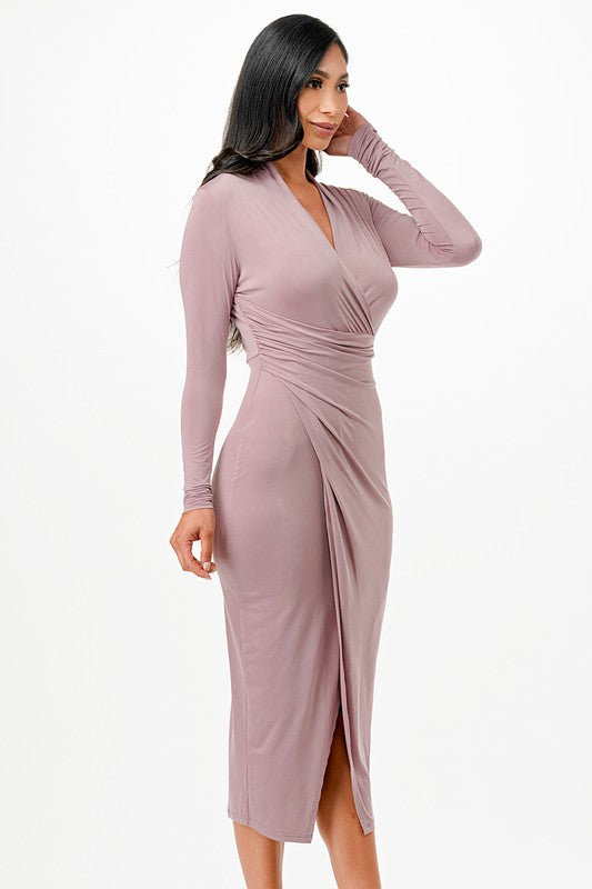 Women’s Criss Cross Long Sleeve Midi Dress | Zarnesh