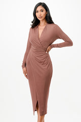 Women’s Criss Cross Long Sleeve Midi Dress | Zarnesh