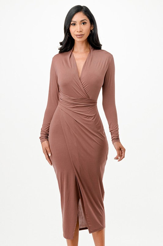 Women’s Criss Cross Long Sleeve Midi Dress | Zarnesh