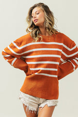 Women’s Ribbed Hem Stripe Sweater | Zarnesh