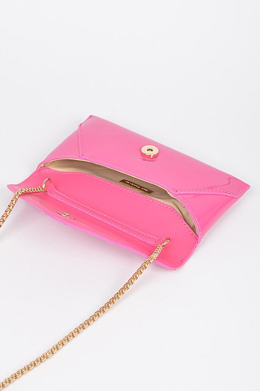 Womens Patent Finish Envelope Clutch Swing Bag | Zarnesh