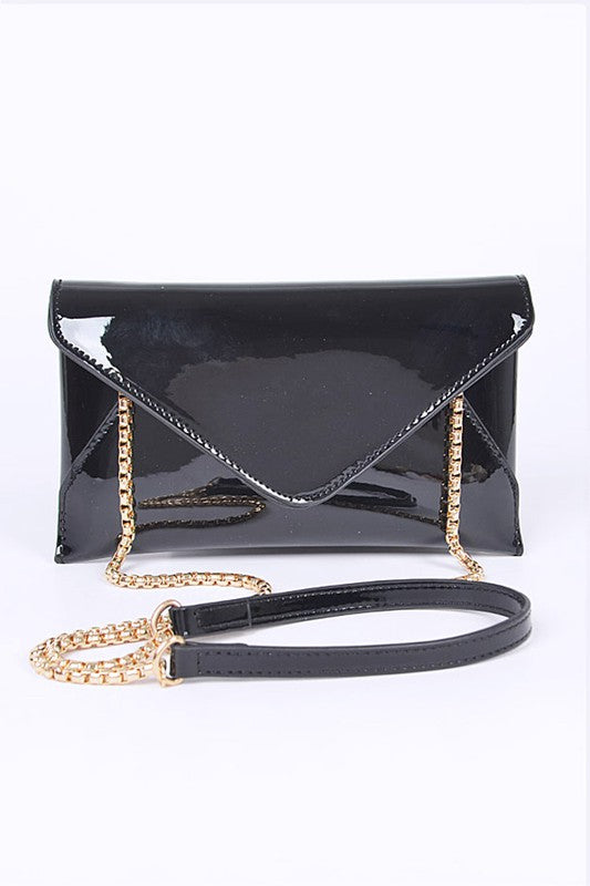 Womens Patent Finish Envelope Clutch Swing Bag | Zarnesh